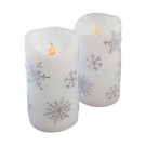 6 in. Silver Snowflake Flameless Candles (Set of 2)