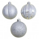 2.7 in. Silver Striped Shatter-Resistant Ornament (12-Piece)