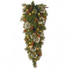48 in. Wintry Pine Slim Teardrop Swag with Clear Lights