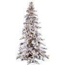 9 ft. Pre-Lit Heavy Flocked Spruce White Artificial Christmas Tree with Clear Lights