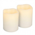 4 in. LED Bisque Wavy-Edge Candle with Timer (Set of 2)