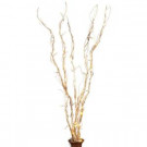 39 in. Battery Operated Gold Glitter Willow Lighted Branches with Timer, 5 Branches